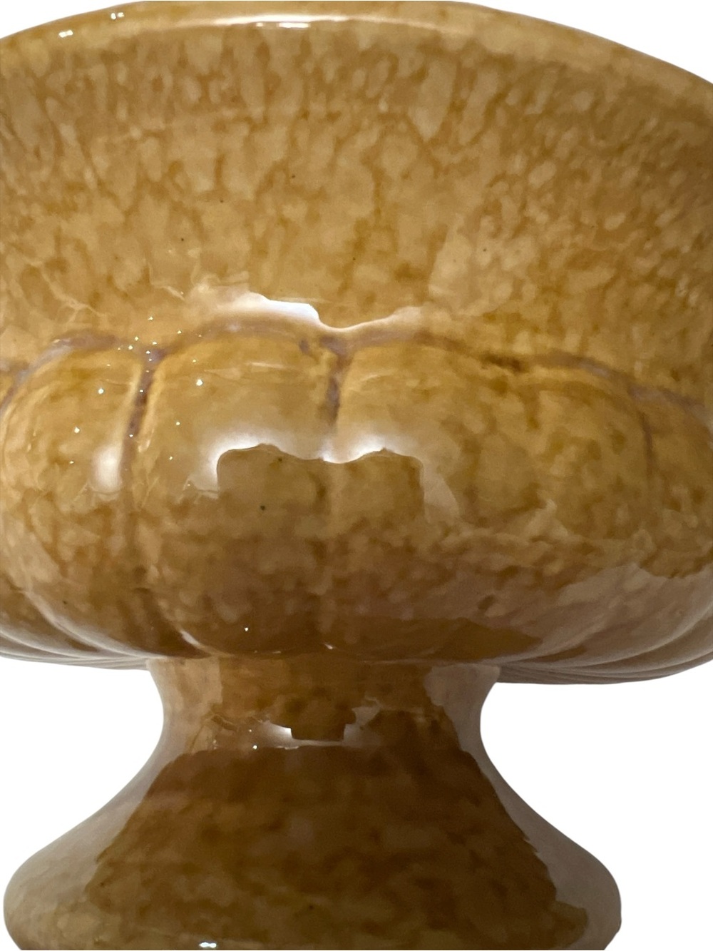 Vintage Mustard Yellow Ribbed Footed Pottery Bowl Planter Haeger Style MCM - Picture 4 of 7
